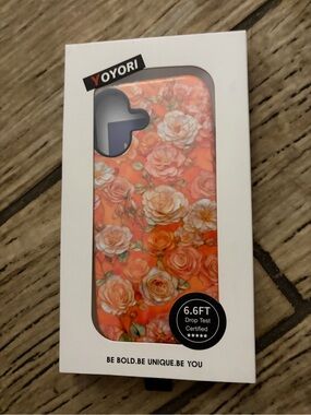 Floral Protective Phone Case - Orange Rose Design